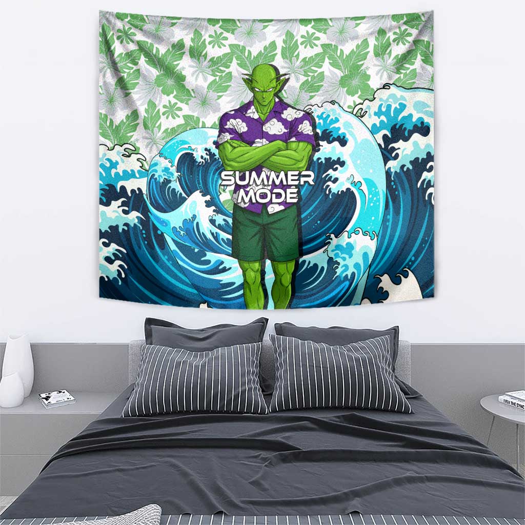 Piccolo Dragon Ball Summer Theme Tapestry with Tropical Shirt Shenron Background and Ocean Wave Design - The Mazicc