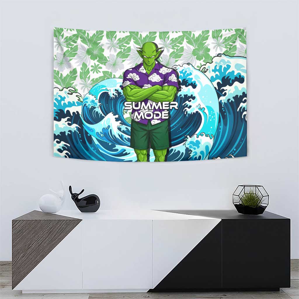 Piccolo Dragon Ball Summer Theme Tapestry with Tropical Shirt Shenron Background and Ocean Wave Design - The Mazicc