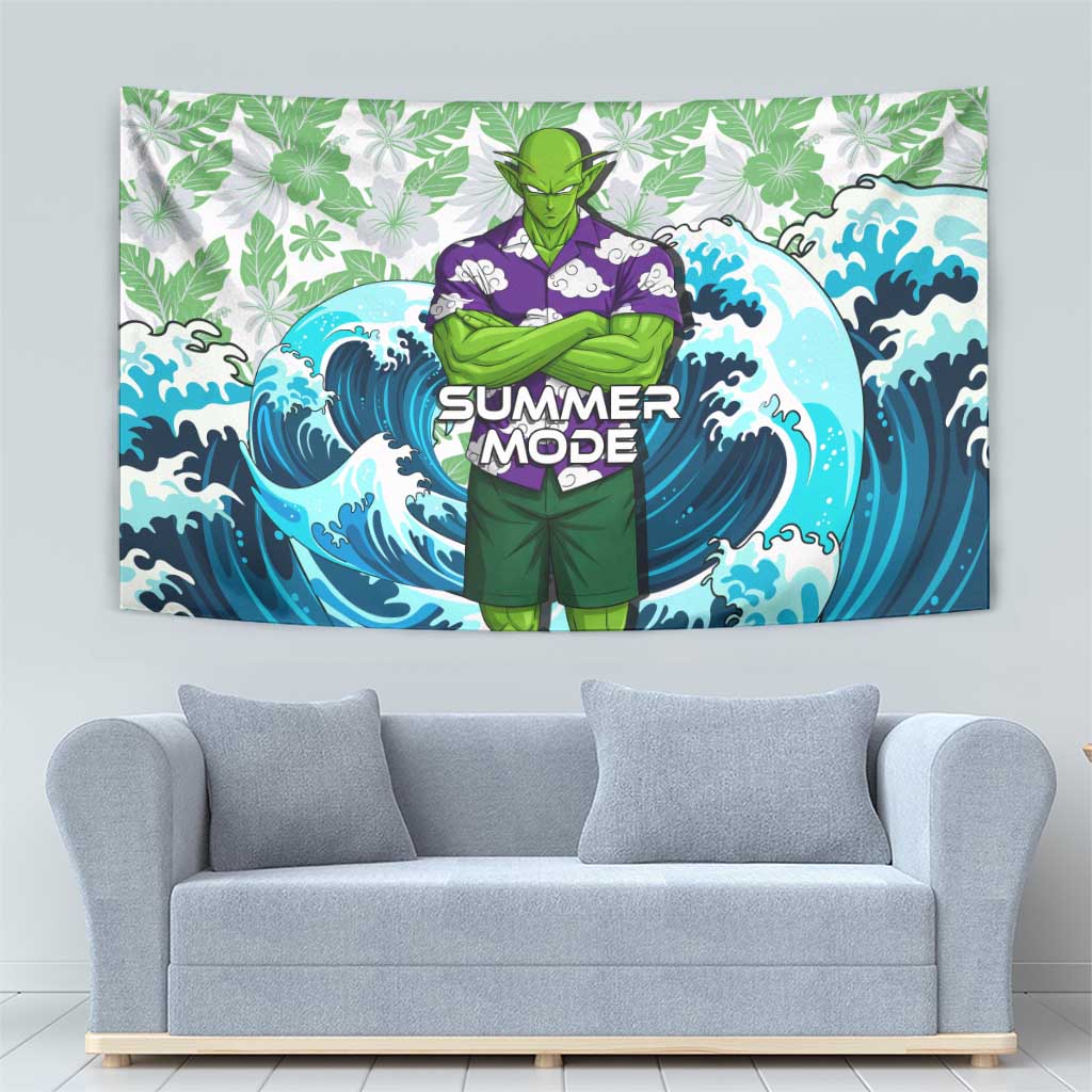 Piccolo Dragon Ball Summer Theme Tapestry with Tropical Shirt Shenron Background and Ocean Wave Design - The Mazicc