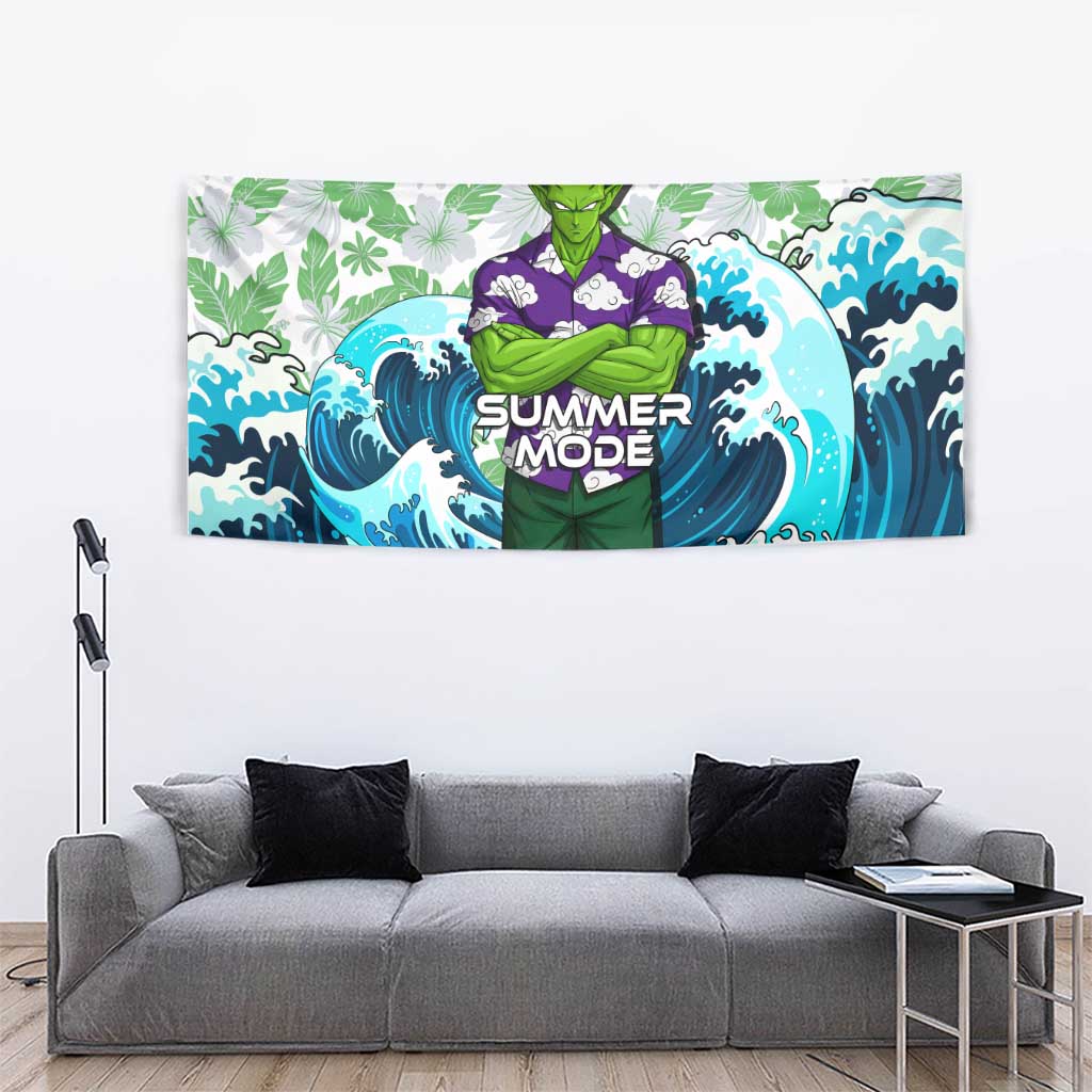 Piccolo Dragon Ball Summer Theme Tapestry with Tropical Shirt Shenron Background and Ocean Wave Design - The Mazicc