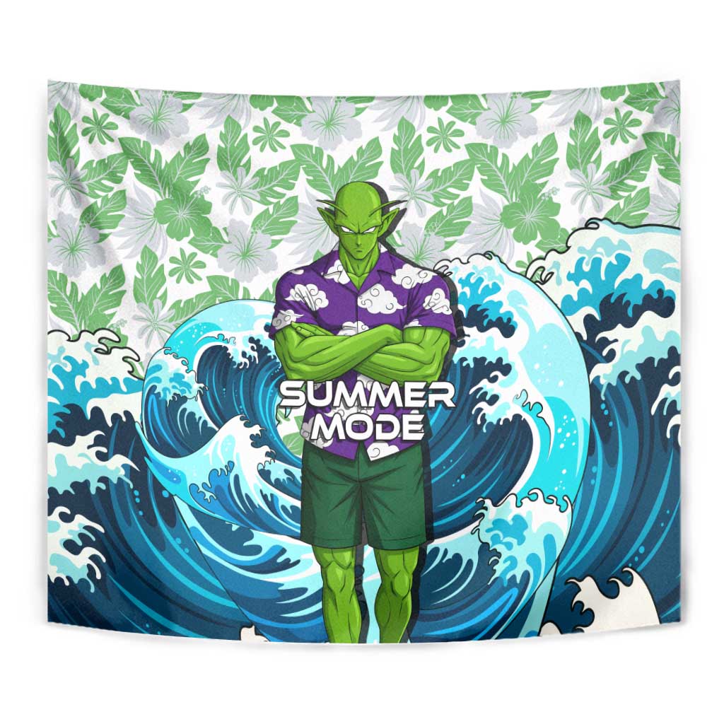 Piccolo Dragon Ball Summer Theme Tapestry with Tropical Shirt Shenron Background and Ocean Wave Design - The Mazicc