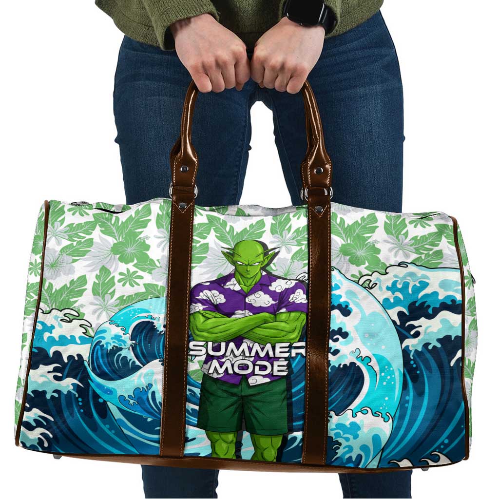 Piccolo Dragon Ball Summer Theme Travel Bag with Tropical Shirt Shenron Background and Ocean Wave Design - The Mazicc