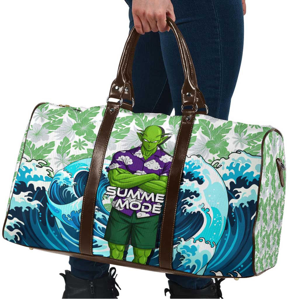 Piccolo Dragon Ball Summer Theme Travel Bag with Tropical Shirt Shenron Background and Ocean Wave Design - The Mazicc