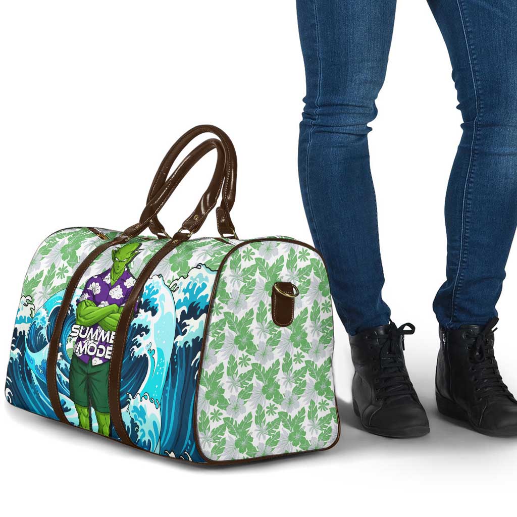 Piccolo Dragon Ball Summer Theme Travel Bag with Tropical Shirt Shenron Background and Ocean Wave Design - The Mazicc