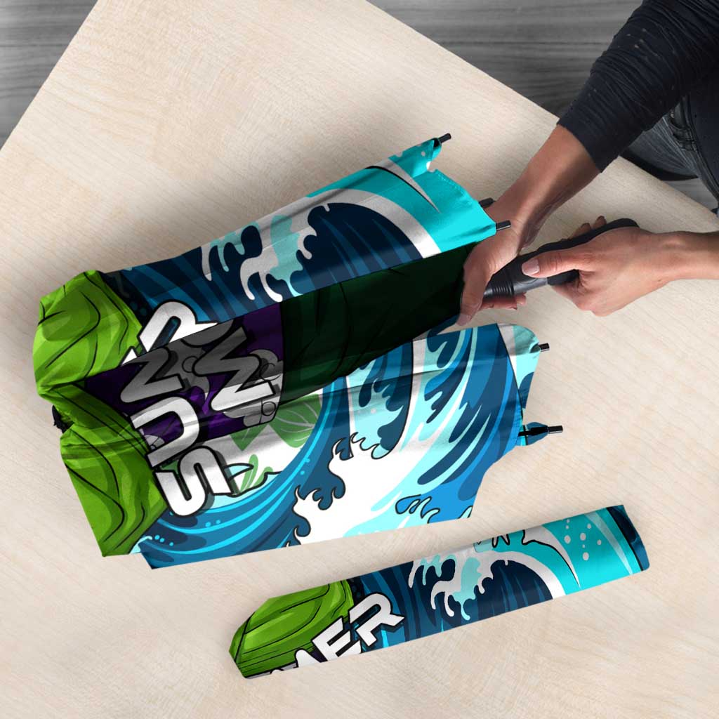 Piccolo Dragon Ball Summer Theme Umbrella with Tropical Shirt Shenron Background and Ocean Wave Design - The Mazicc
