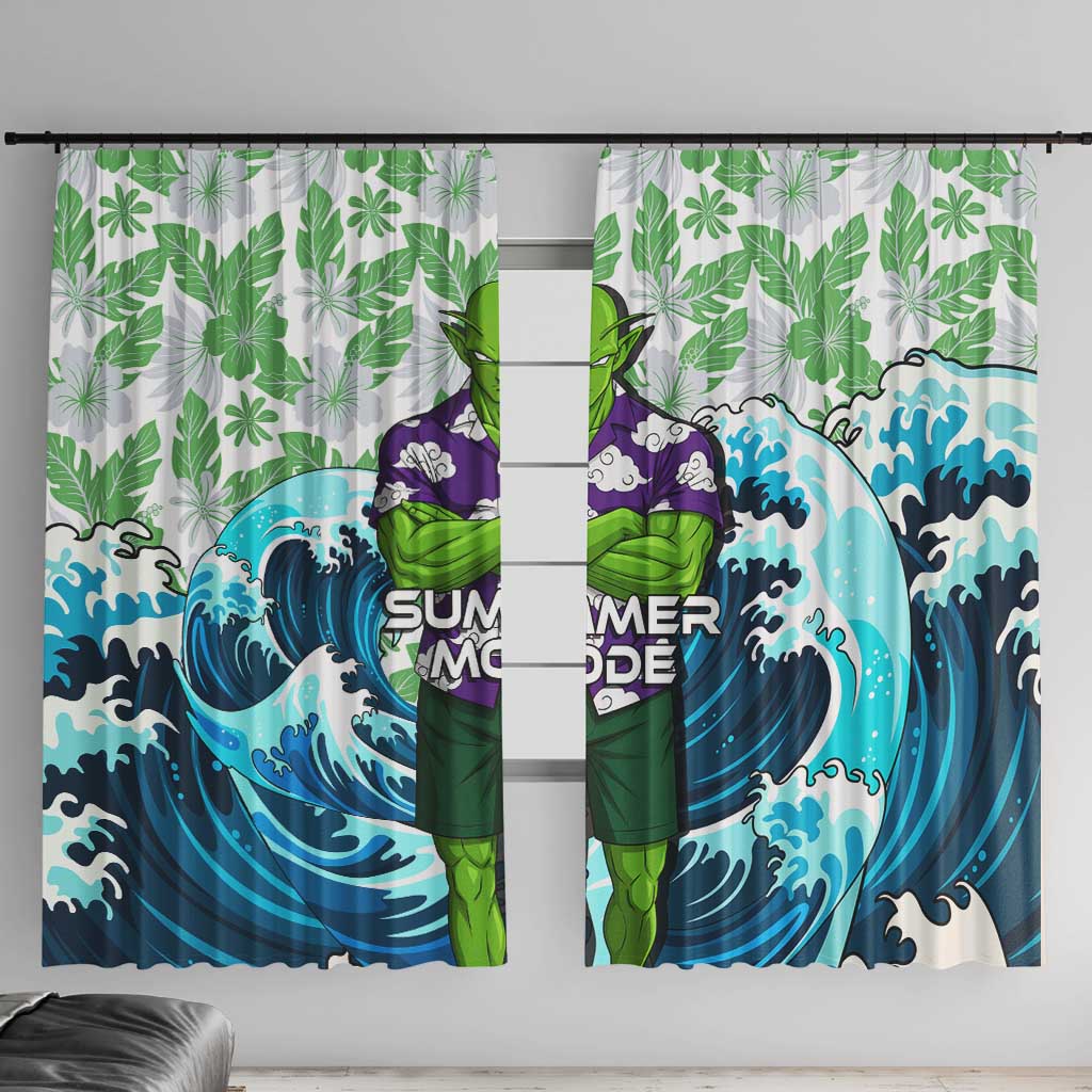 Piccolo Dragon Ball Summer Theme Window Curtain with Tropical Shirt Shenron Background and Ocean Wave Design - The Mazicc