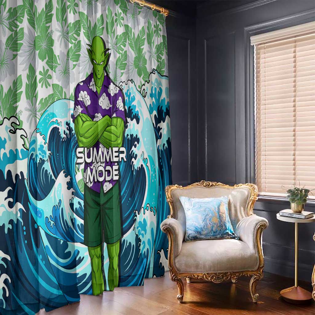 Piccolo Dragon Ball Summer Theme Window Curtain with Tropical Shirt Shenron Background and Ocean Wave Design - The Mazicc