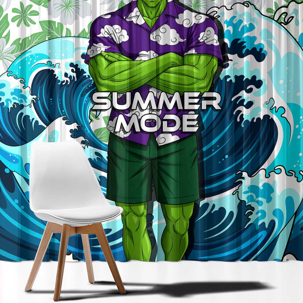 Piccolo Dragon Ball Summer Theme Window Curtain with Tropical Shirt Shenron Background and Ocean Wave Design - The Mazicc