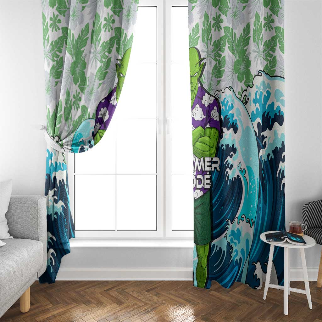 Piccolo Dragon Ball Summer Theme Window Curtain with Tropical Shirt Shenron Background and Ocean Wave Design - The Mazicc