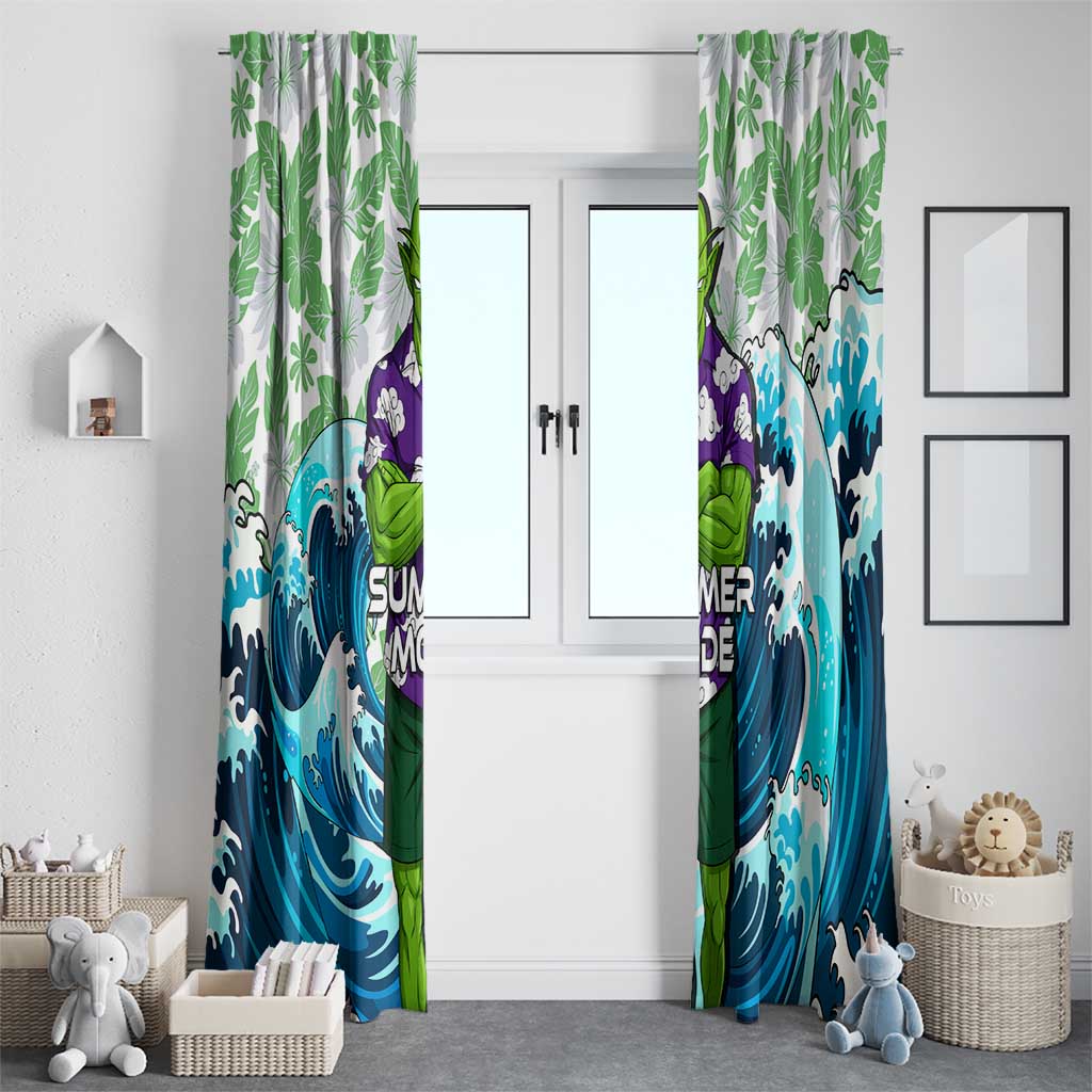 Piccolo Dragon Ball Summer Theme Window Curtain with Tropical Shirt Shenron Background and Ocean Wave Design - The Mazicc