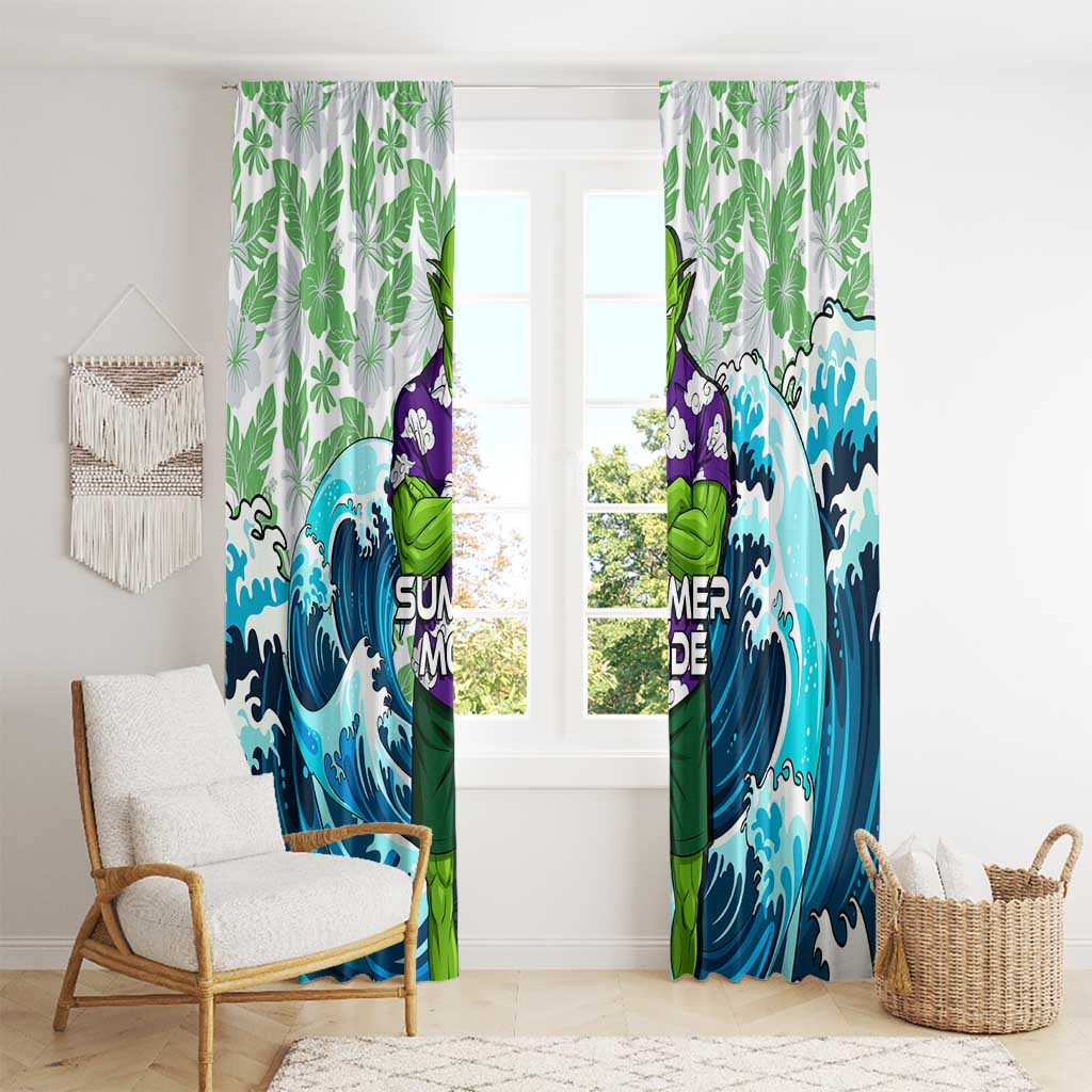 Piccolo Dragon Ball Summer Theme Window Curtain with Tropical Shirt Shenron Background and Ocean Wave Design - The Mazicc