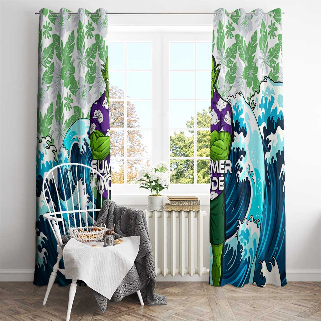 Piccolo Dragon Ball Summer Theme Window Curtain with Tropical Shirt Shenron Background and Ocean Wave Design - The Mazicc