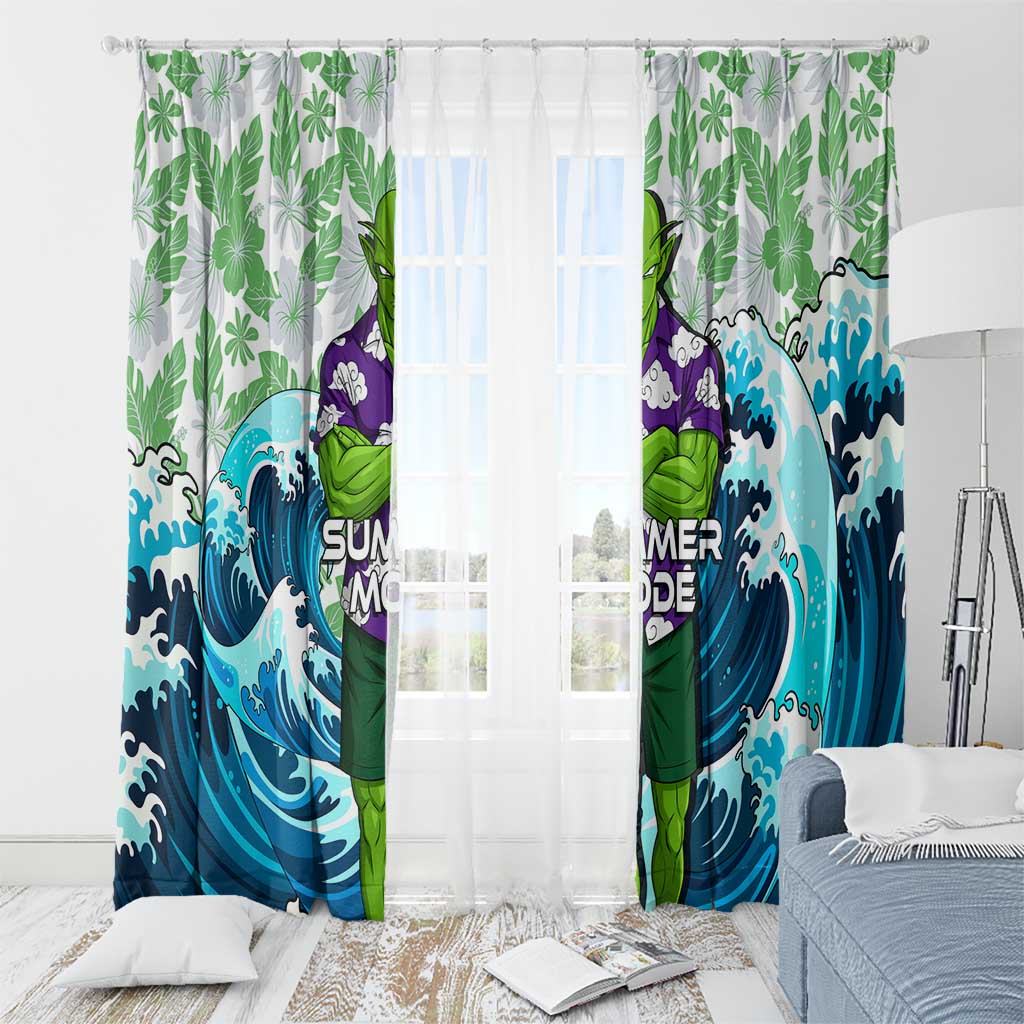 Piccolo Dragon Ball Summer Theme Window Curtain with Tropical Shirt Shenron Background and Ocean Wave Design - The Mazicc