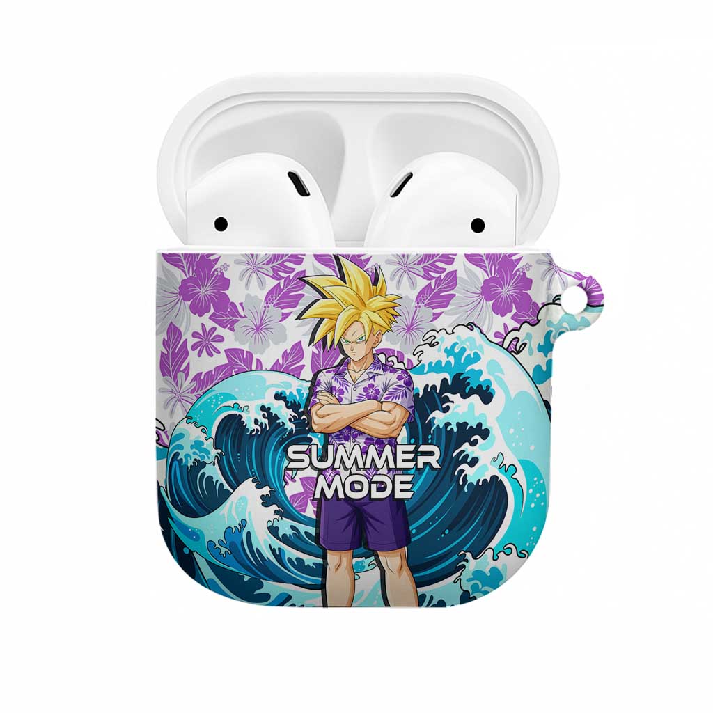 Gohan Dragon Ball Summer Theme AirPods Case with Tropical Floral Shirt Shenron and Ocean Wave Background - The Mazicc