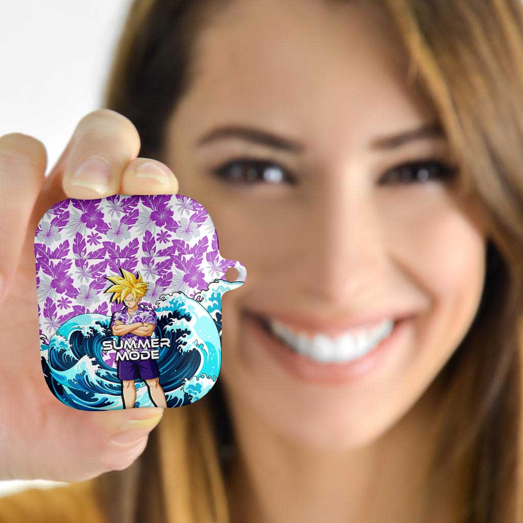 Gohan Dragon Ball Summer Theme AirPods Case with Tropical Floral Shirt Shenron and Ocean Wave Background - The Mazicc