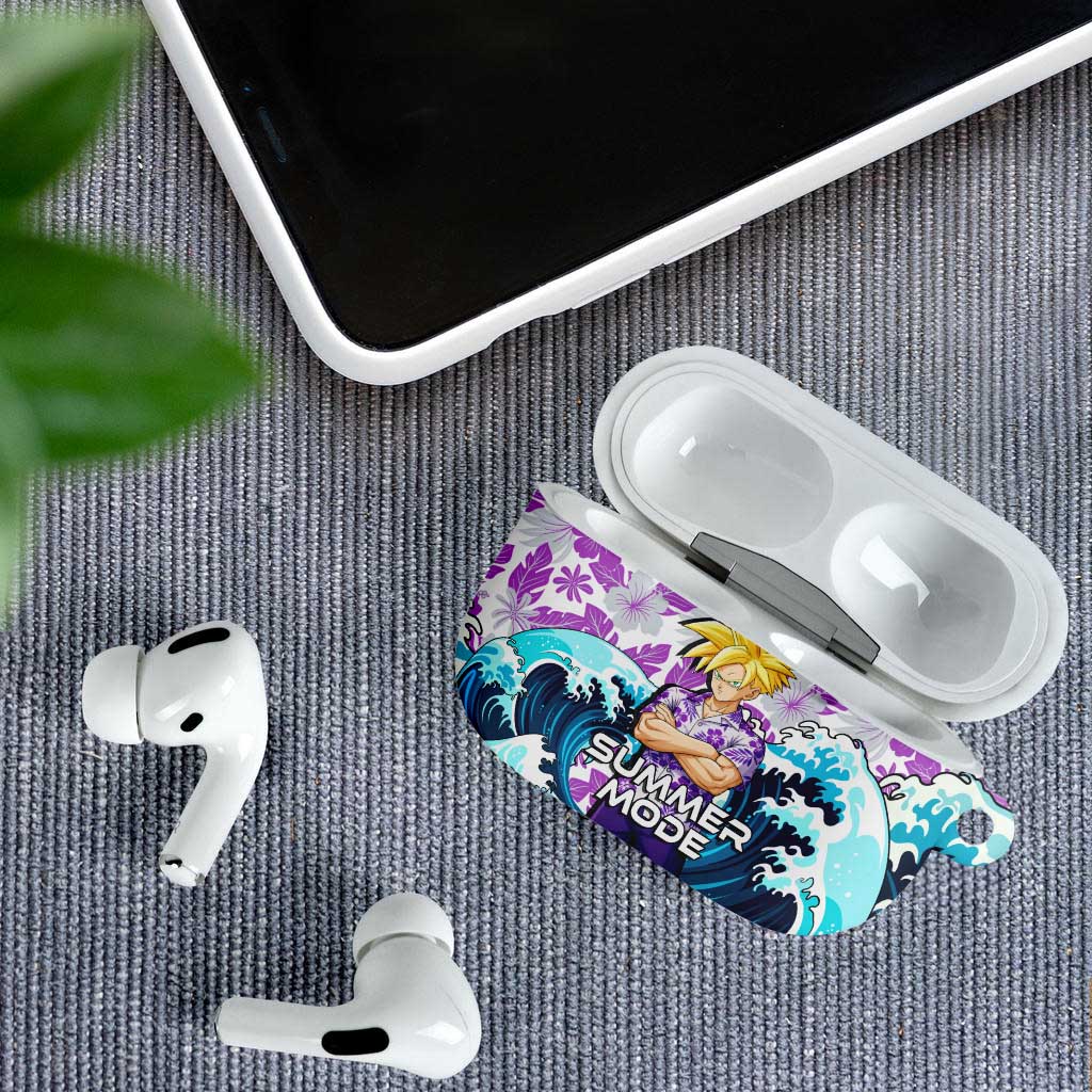 Gohan Dragon Ball Summer Theme AirPods Case with Tropical Floral Shirt Shenron and Ocean Wave Background - The Mazicc