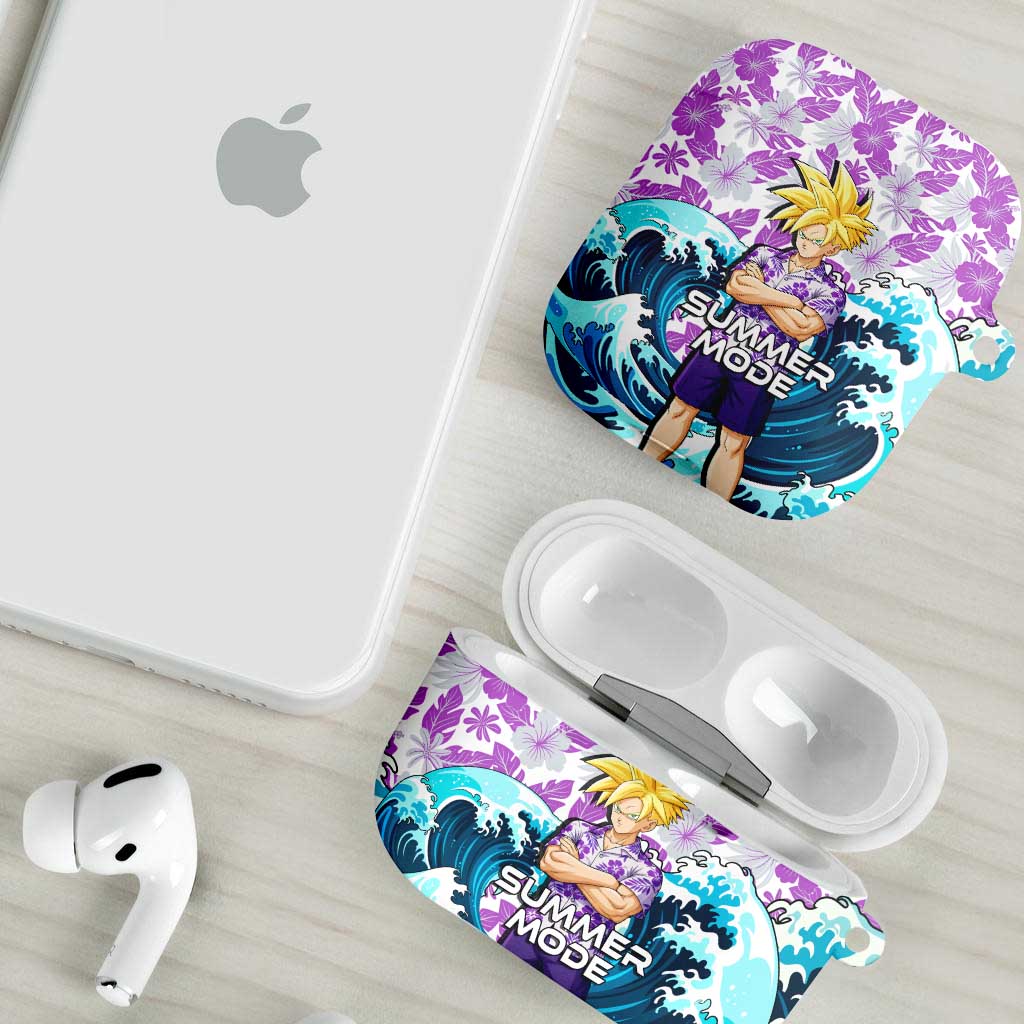 Gohan Dragon Ball Summer Theme AirPods Case with Tropical Floral Shirt Shenron and Ocean Wave Background - The Mazicc