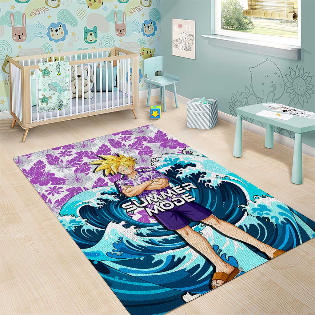 Gohan Dragon Ball Summer Theme Area Rug with Tropical Floral Shirt Shenron and Ocean Wave Background - The Mazicc