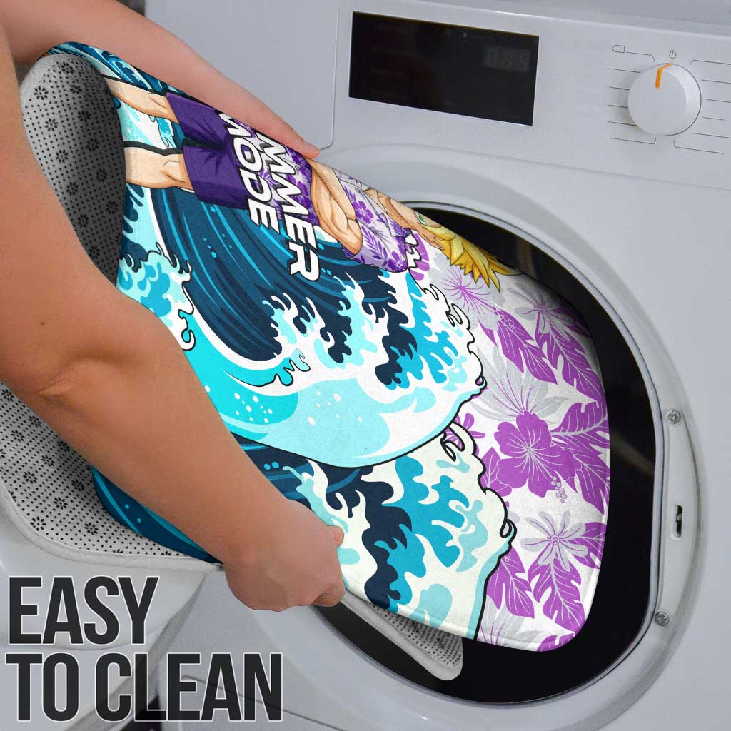 Gohan Dragon Ball Summer Theme Bathroom Set with Tropical Floral Shirt Shenron and Ocean Wave Background - The Mazicc