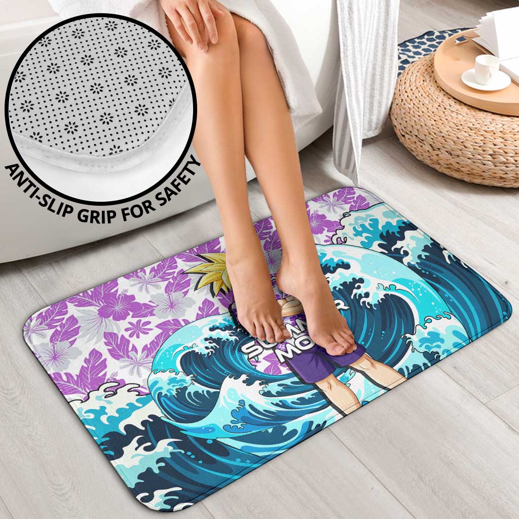 Gohan Dragon Ball Summer Theme Bathroom Set with Tropical Floral Shirt Shenron and Ocean Wave Background - The Mazicc