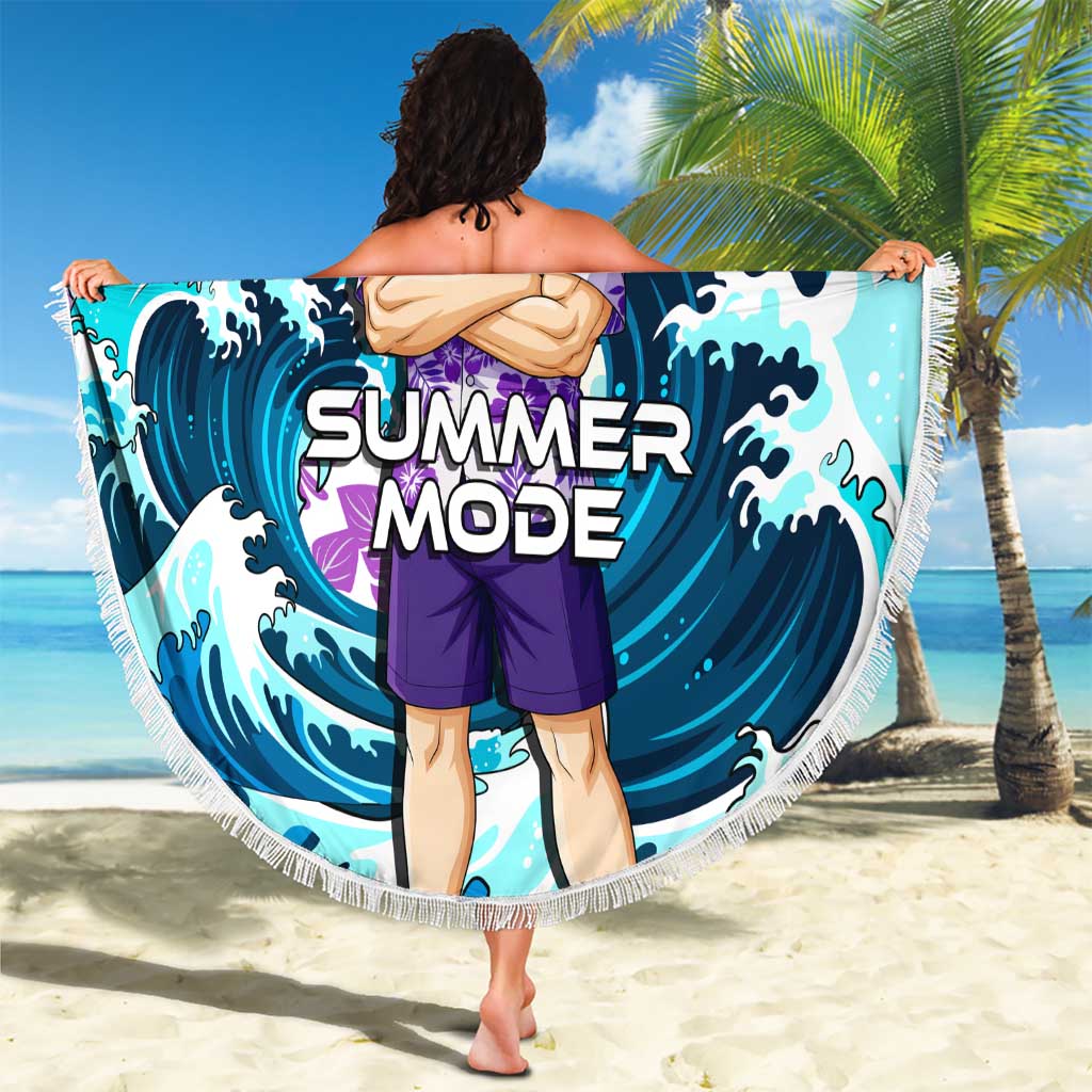 Gohan Dragon Ball Summer Theme Beach Blanket with Tropical Floral Shirt Shenron and Ocean Wave Background - The Mazicc