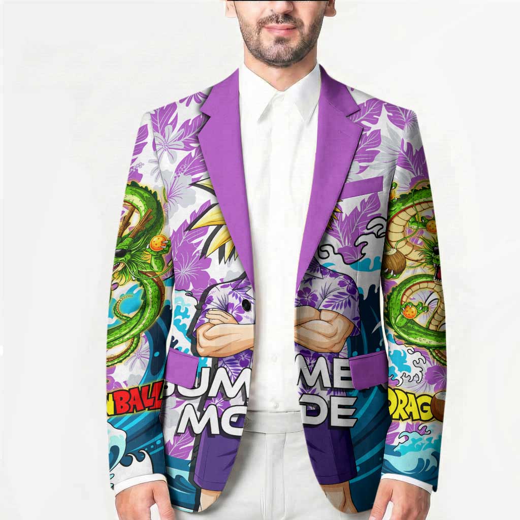 Gohan Dragon Ball Summer Theme Blazer with Tropical Floral Shirt Shenron and Ocean Wave Background - The Mazicc