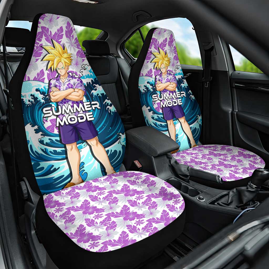 Gohan Dragon Ball Summer Theme Car Seat Cover with Tropical Floral Shirt Shenron and Ocean Wave Background - The Mazicc