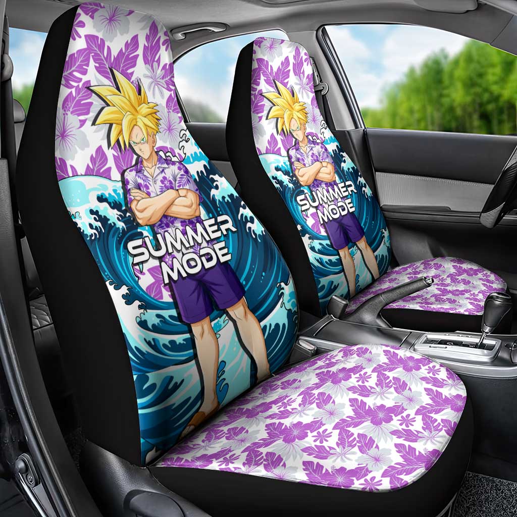 Gohan Dragon Ball Summer Theme Car Seat Cover with Tropical Floral Shirt Shenron and Ocean Wave Background - The Mazicc
