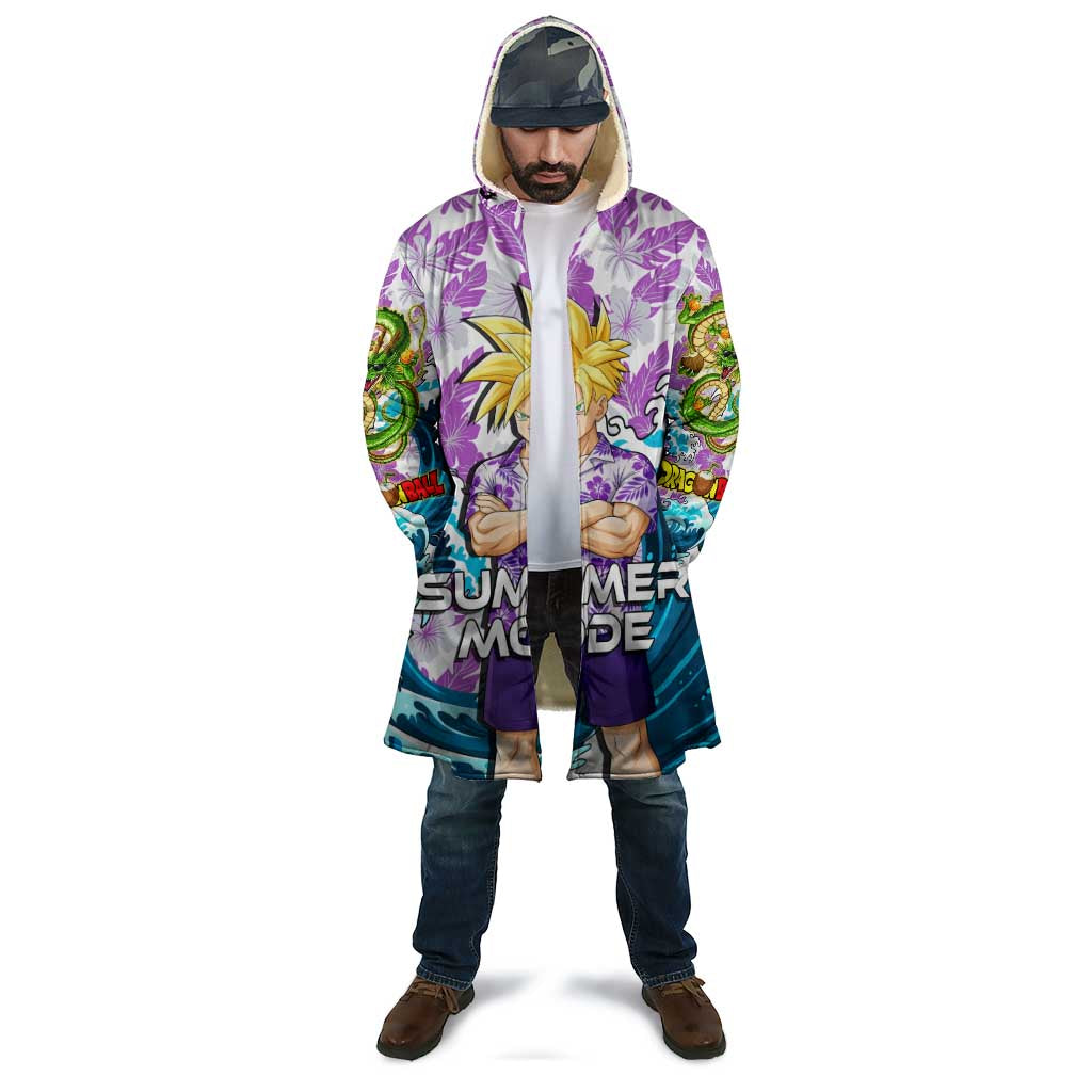 Gohan Dragon Ball Summer Theme Cloak with Tropical Floral Shirt Shenron and Ocean Wave Background - The Mazicc