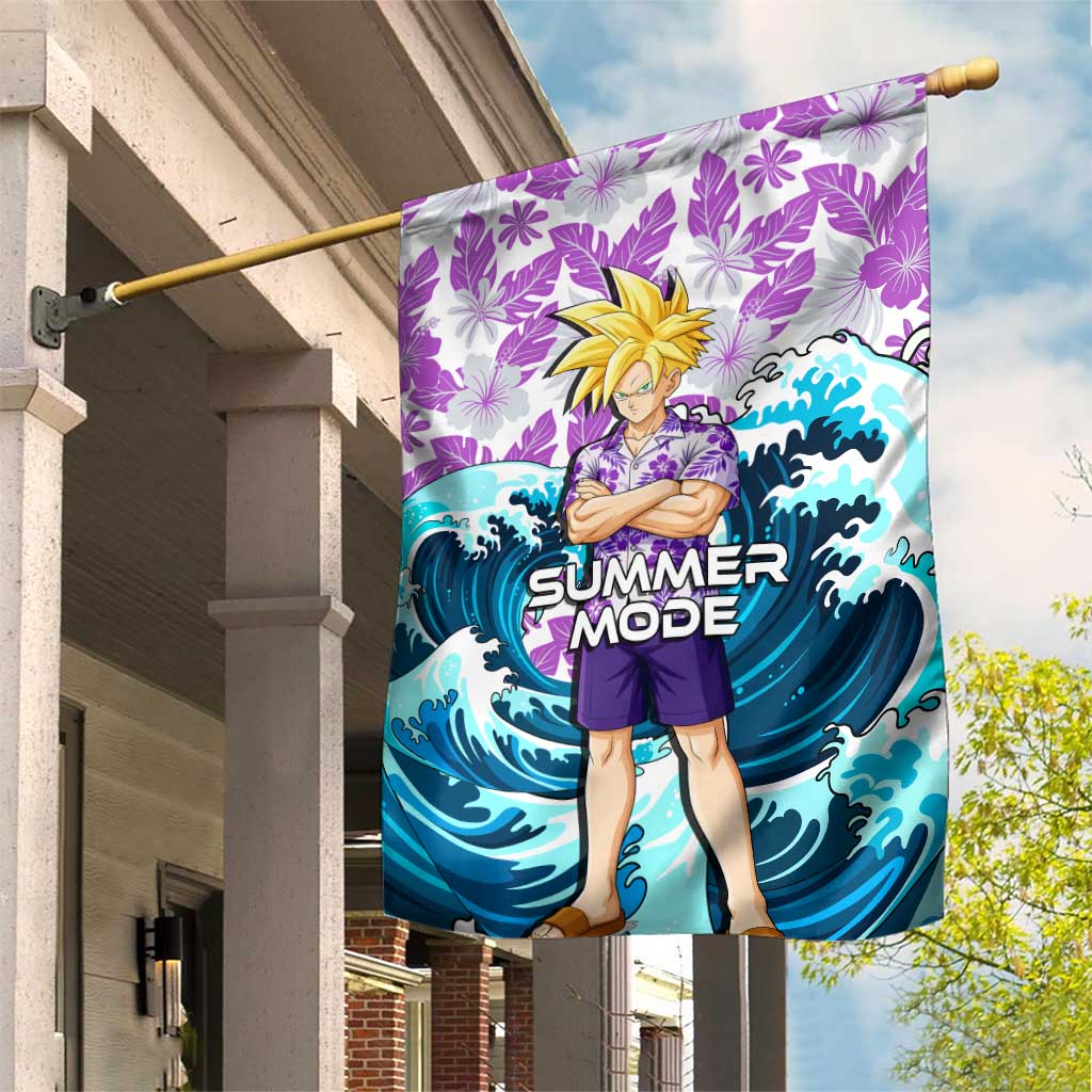 Gohan Dragon Ball Summer Theme Garden Flag with Tropical Floral Shirt Shenron and Ocean Wave Background - The Mazicc