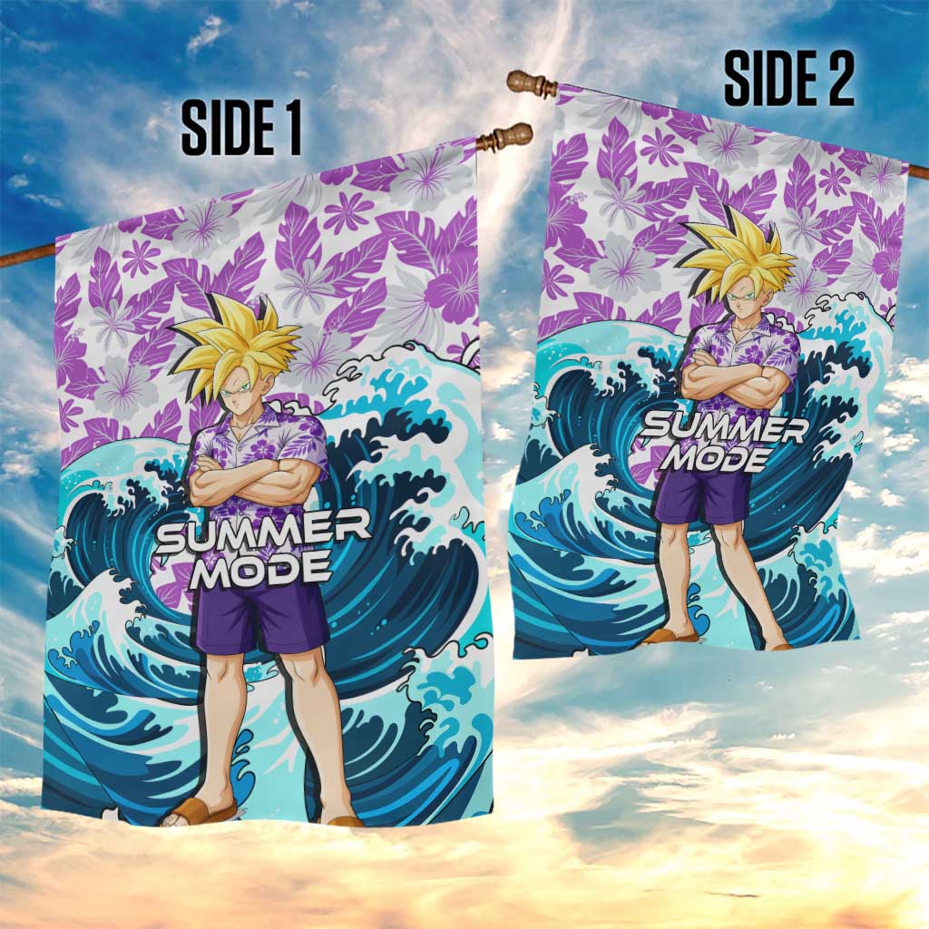 Gohan Dragon Ball Summer Theme Garden Flag with Tropical Floral Shirt Shenron and Ocean Wave Background - The Mazicc