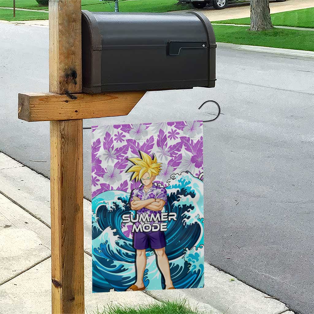 Gohan Dragon Ball Summer Theme Garden Flag with Tropical Floral Shirt Shenron and Ocean Wave Background - The Mazicc