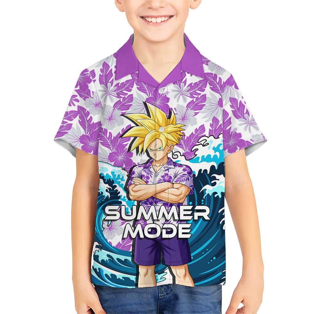 Gohan Dragon Ball Summer Theme Hawaiian Shirt with Tropical Floral Shirt Shenron and Ocean Wave Background - The Mazicc