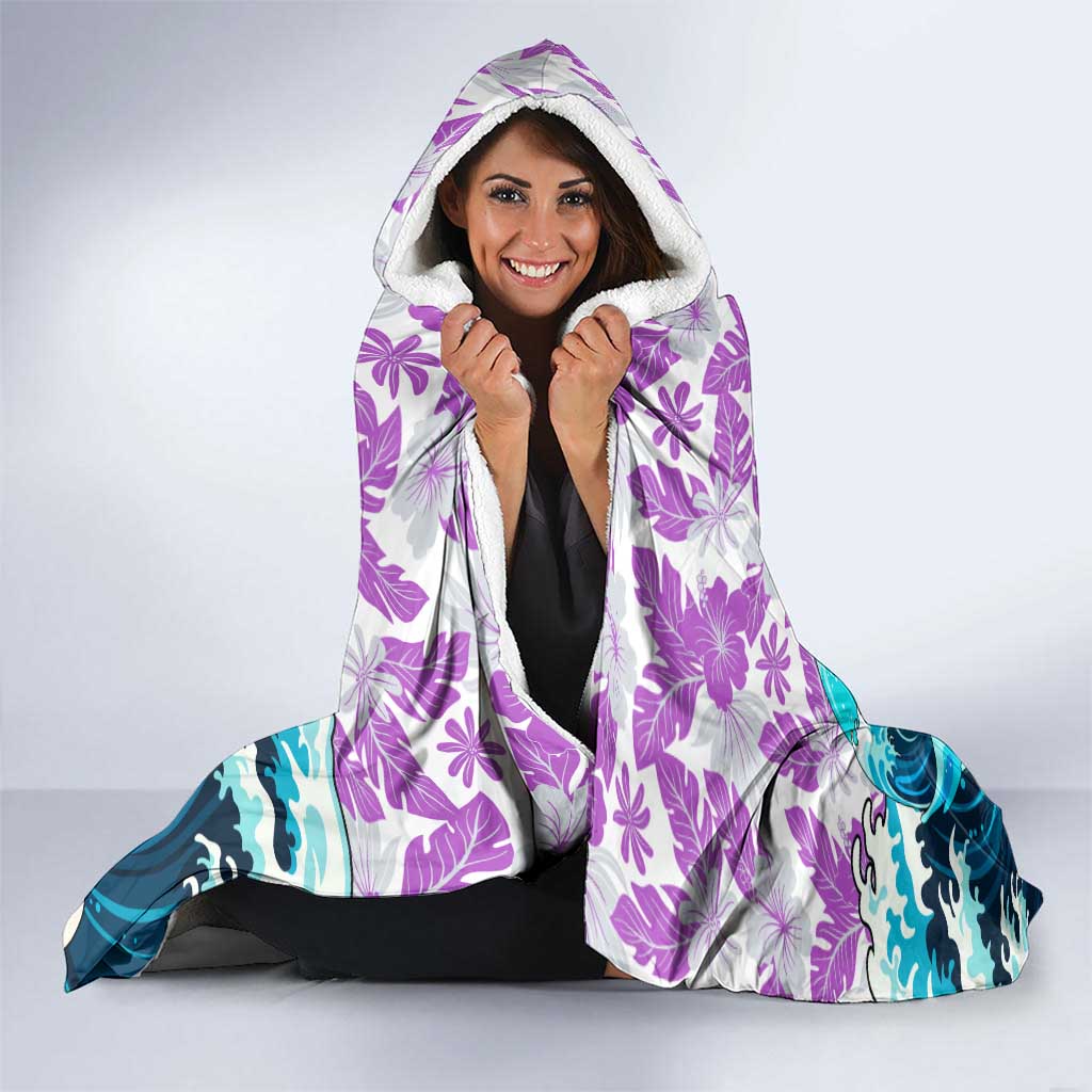 Gohan Dragon Ball Summer Theme Hooded Blanket with Tropical Floral Shirt Shenron and Ocean Wave Background - The Mazicc