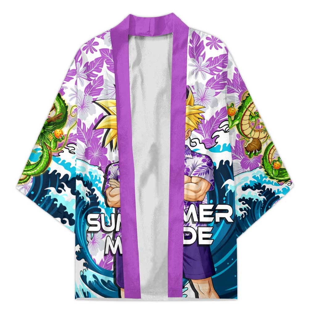 Gohan Dragon Ball Summer Theme Kimono with Tropical Floral Shirt Shenron and Ocean Wave Background - The Mazicc