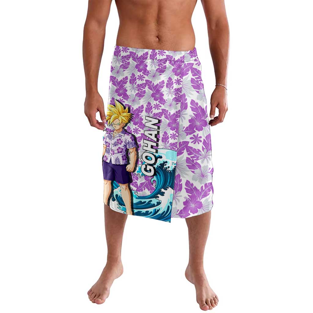 Gohan Dragon Ball Summer Theme Lavalava with Tropical Floral Shirt Shenron and Ocean Wave Background - The Mazicc
