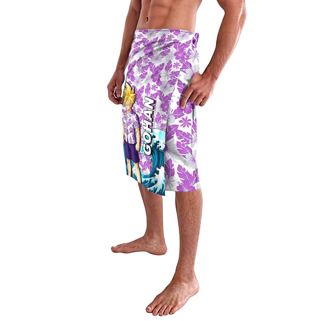 Gohan Dragon Ball Summer Theme Lavalava with Tropical Floral Shirt Shenron and Ocean Wave Background - The Mazicc