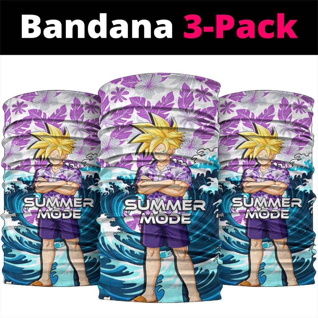 Gohan Dragon Ball Summer Theme Neck Gaiter with Tropical Floral Shirt Shenron and Ocean Wave Background - The Mazicc