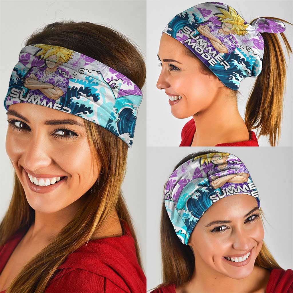Gohan Dragon Ball Summer Theme Neck Gaiter with Tropical Floral Shirt Shenron and Ocean Wave Background - The Mazicc