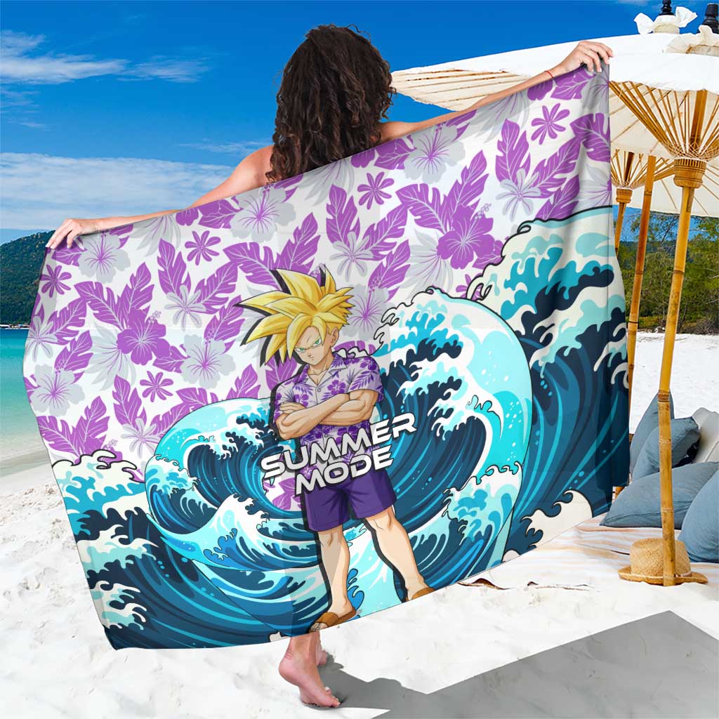 Gohan Dragon Ball Summer Theme Sarong with Tropical Floral Shirt Shenron and Ocean Wave Background - The Mazicc