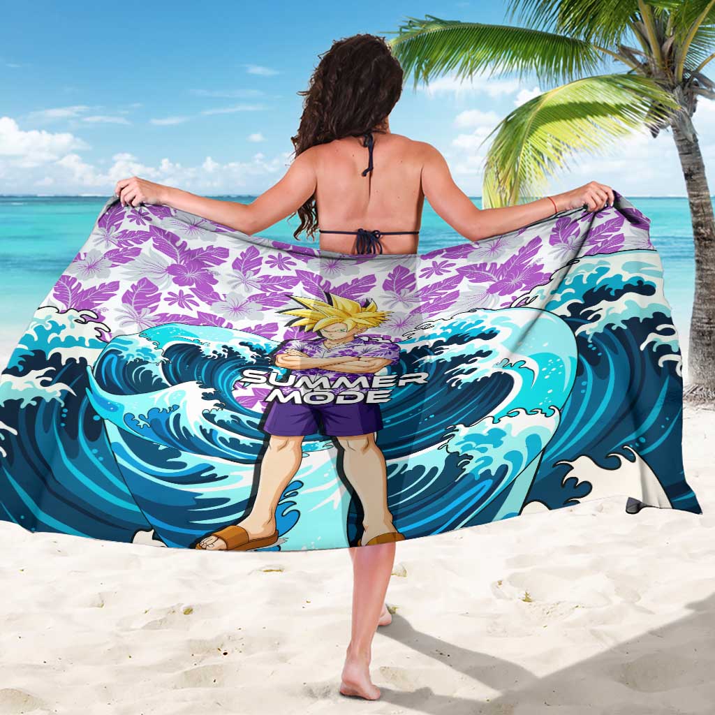 Gohan Dragon Ball Summer Theme Sarong with Tropical Floral Shirt Shenron and Ocean Wave Background - The Mazicc