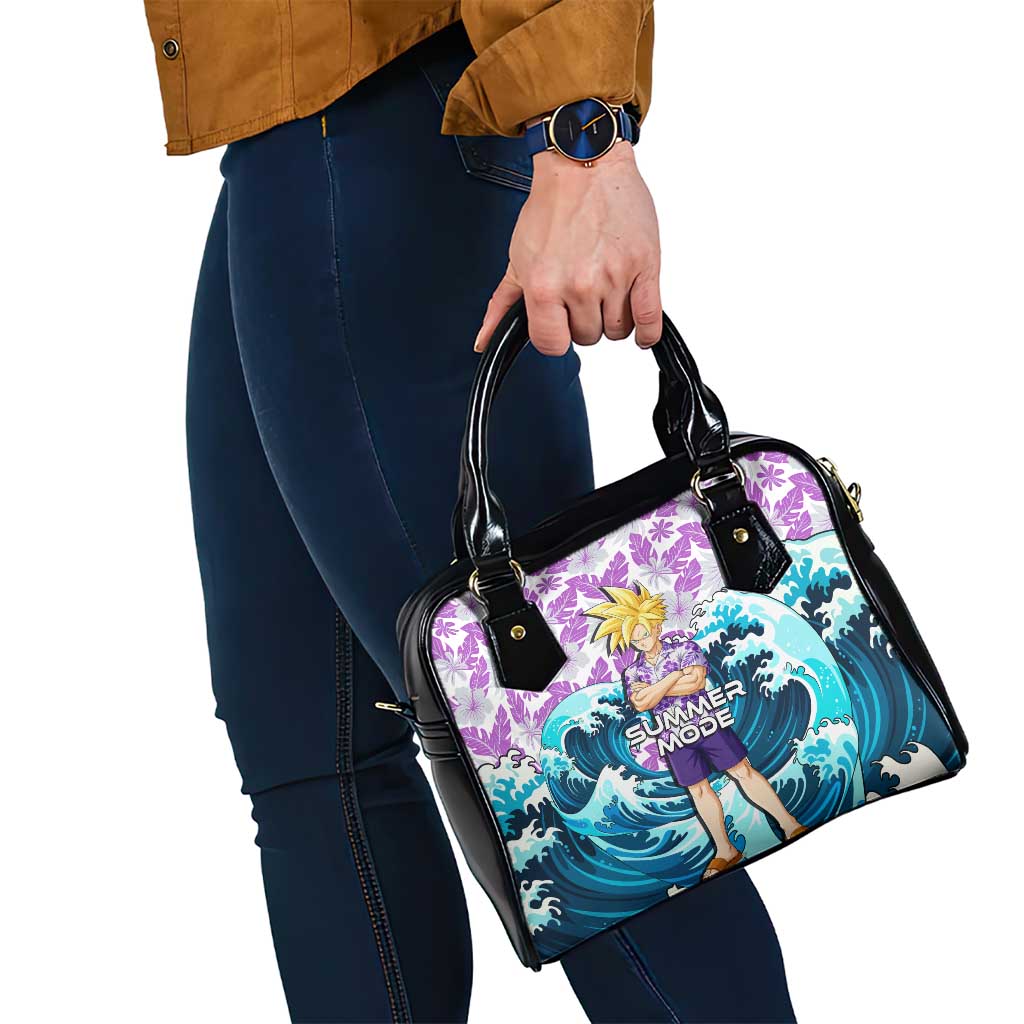 Gohan Dragon Ball Summer Theme Shoulder Handbag with Tropical Floral Shirt Shenron and Ocean Wave Background - The Mazicc