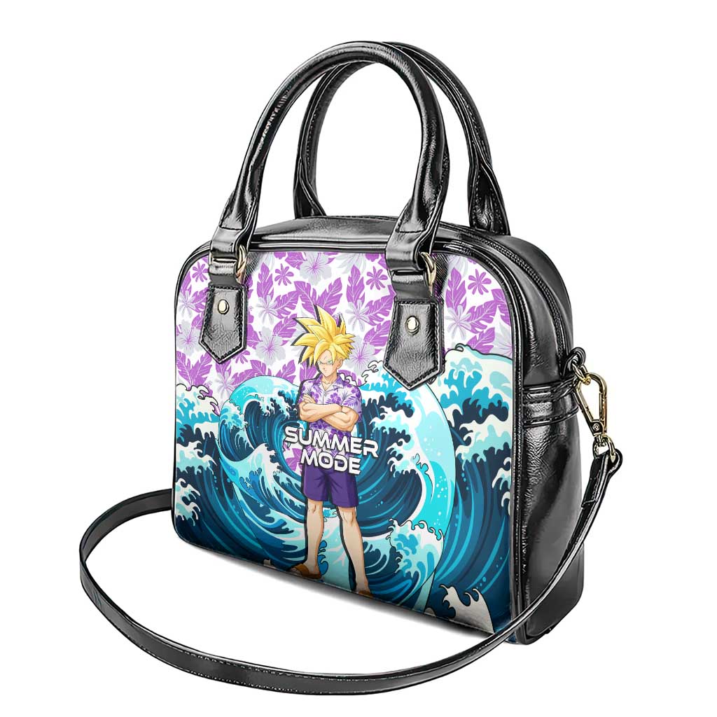 Gohan Dragon Ball Summer Theme Shoulder Handbag with Tropical Floral Shirt Shenron and Ocean Wave Background - The Mazicc