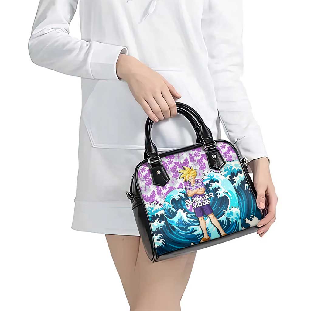 Gohan Dragon Ball Summer Theme Shoulder Handbag with Tropical Floral Shirt Shenron and Ocean Wave Background - The Mazicc