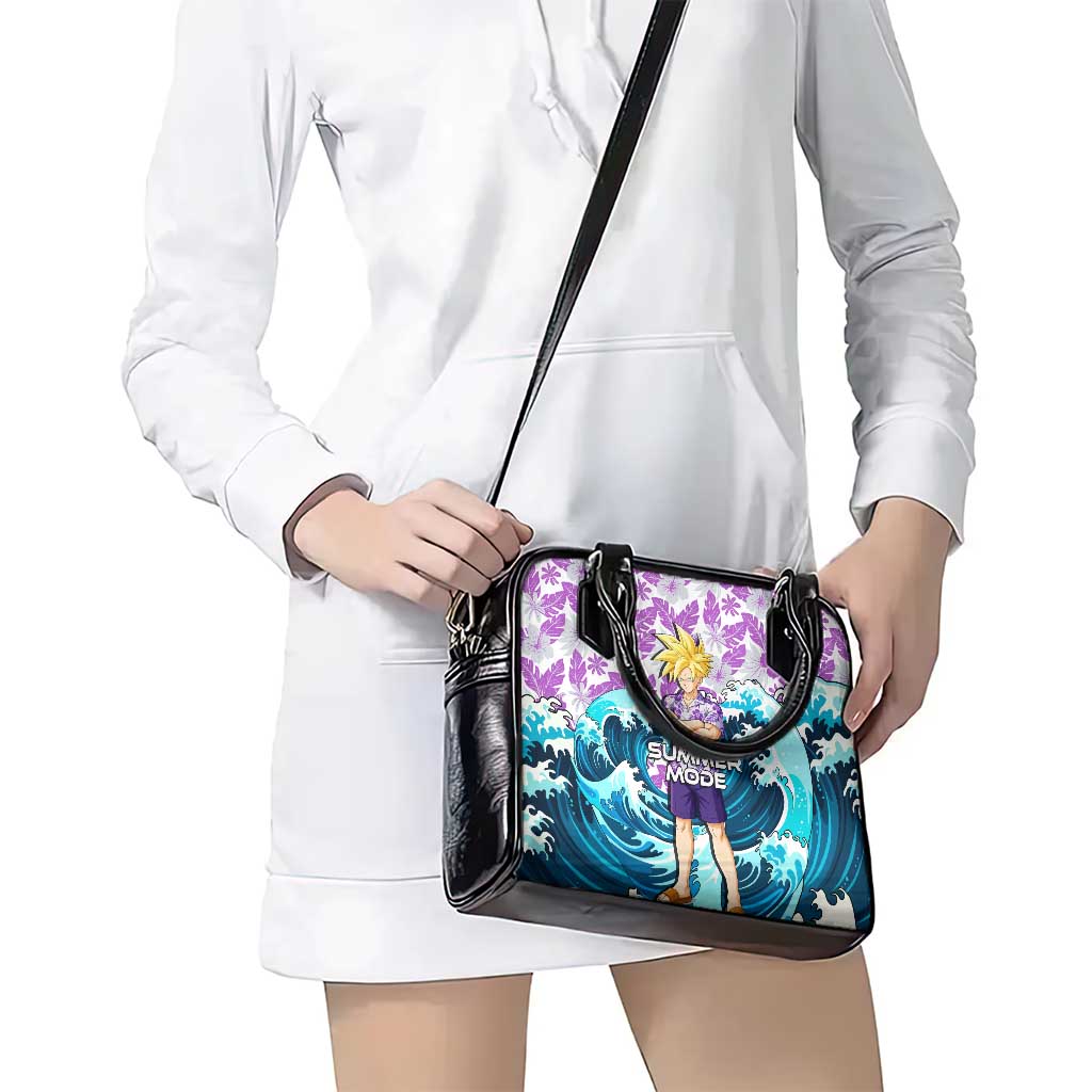 Gohan Dragon Ball Summer Theme Shoulder Handbag with Tropical Floral Shirt Shenron and Ocean Wave Background - The Mazicc