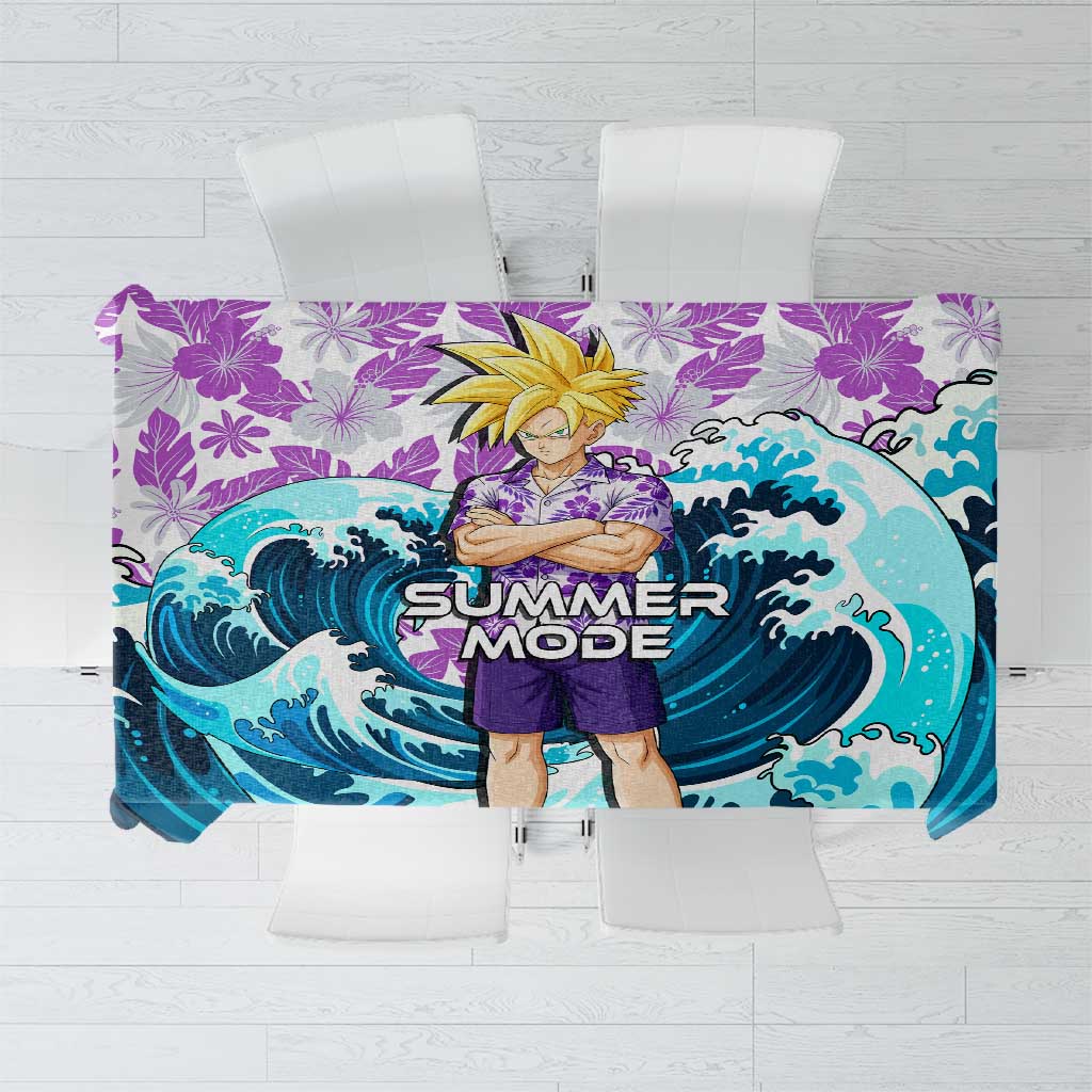 Gohan Dragon Ball Summer Theme Tablecloth with Tropical Floral Shirt Shenron and Ocean Wave Background - The Mazicc