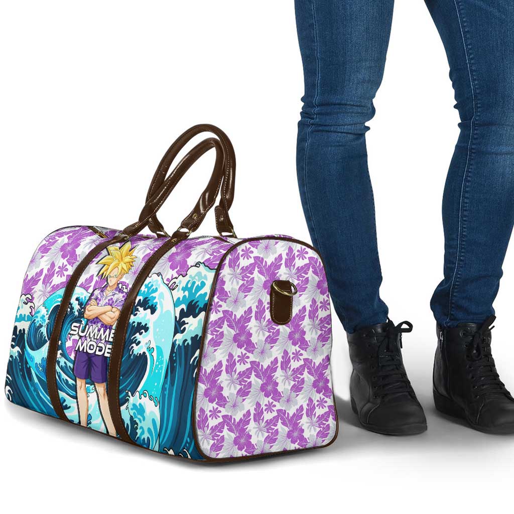 Gohan Dragon Ball Summer Theme Travel Bag with Tropical Floral Shirt Shenron and Ocean Wave Background - The Mazicc