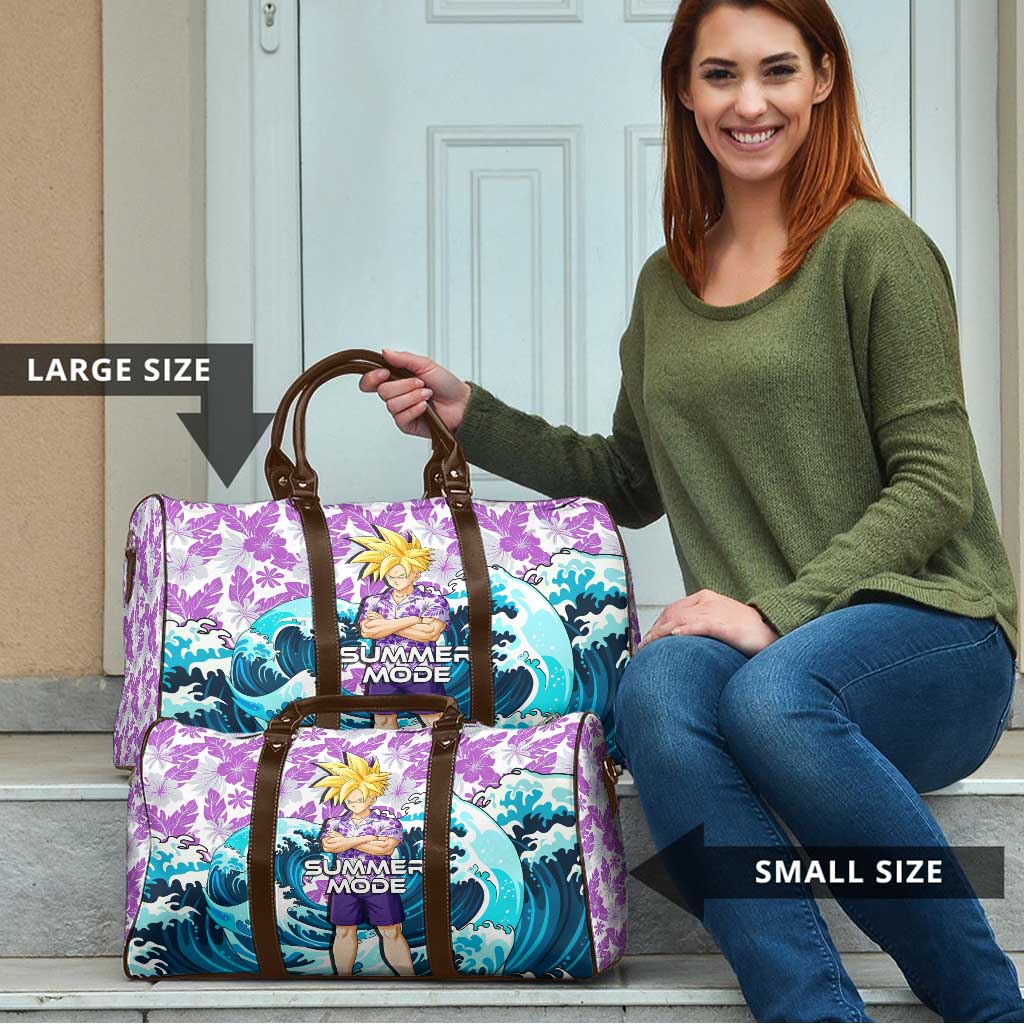 Gohan Dragon Ball Summer Theme Travel Bag with Tropical Floral Shirt Shenron and Ocean Wave Background - The Mazicc