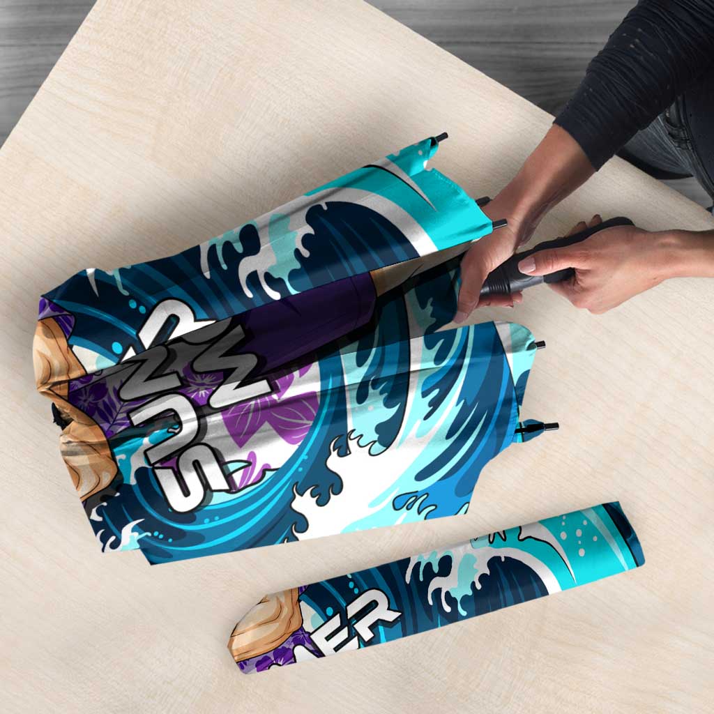 Gohan Dragon Ball Summer Theme Umbrella with Tropical Floral Shirt Shenron and Ocean Wave Background - The Mazicc