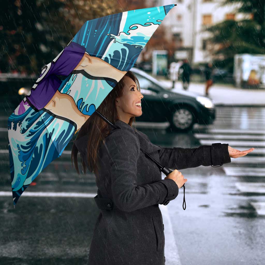 Gohan Dragon Ball Summer Theme Umbrella with Tropical Floral Shirt Shenron and Ocean Wave Background - The Mazicc